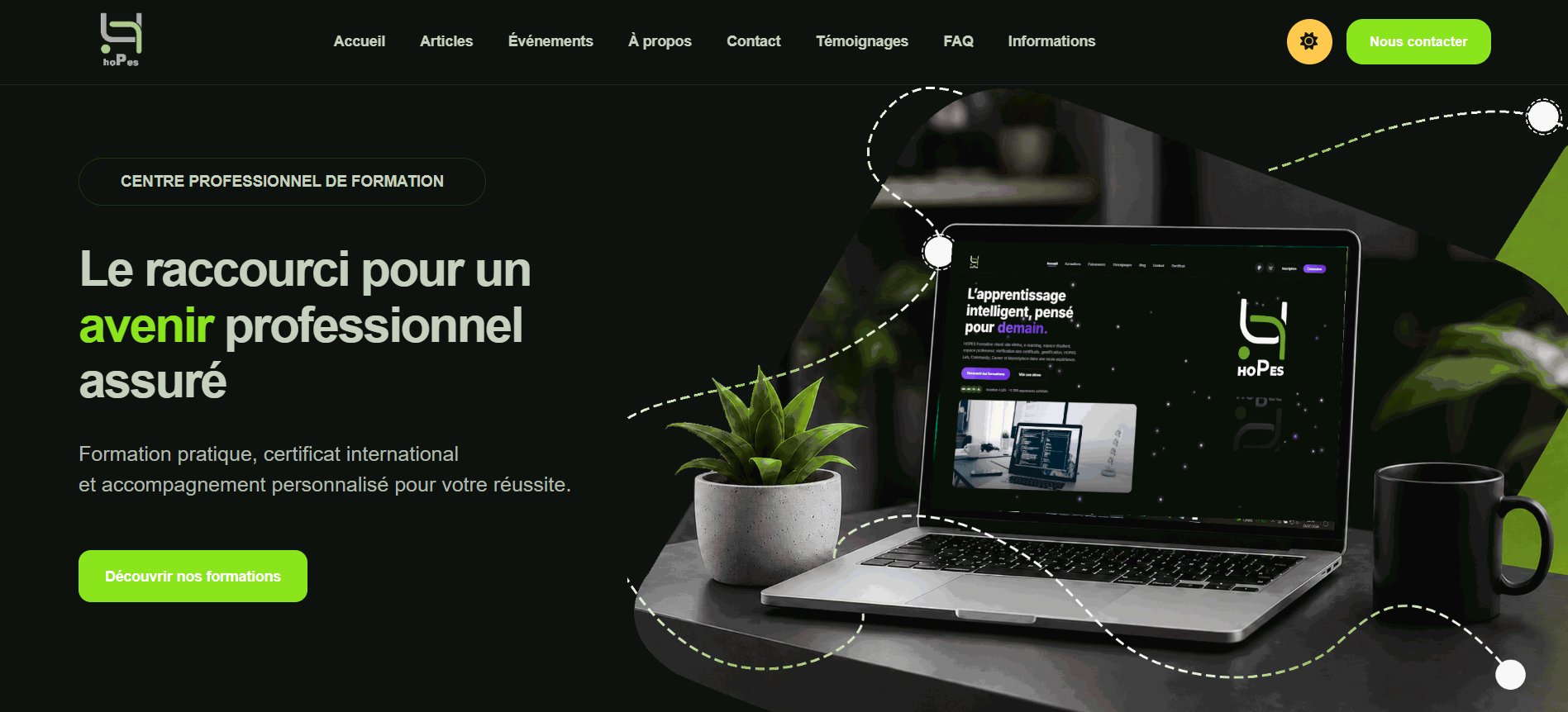 Capture d'écran de la plateforme HoPes Formation